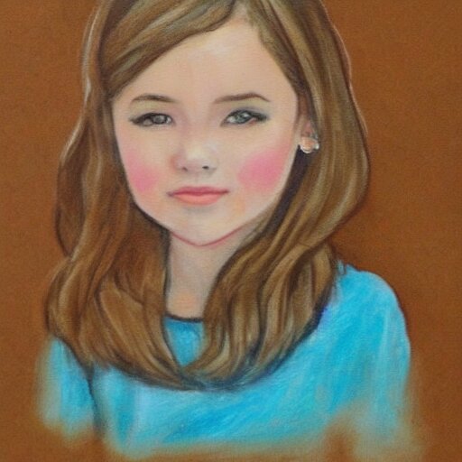 sketch painting of a portrait of a 8 year old girl 