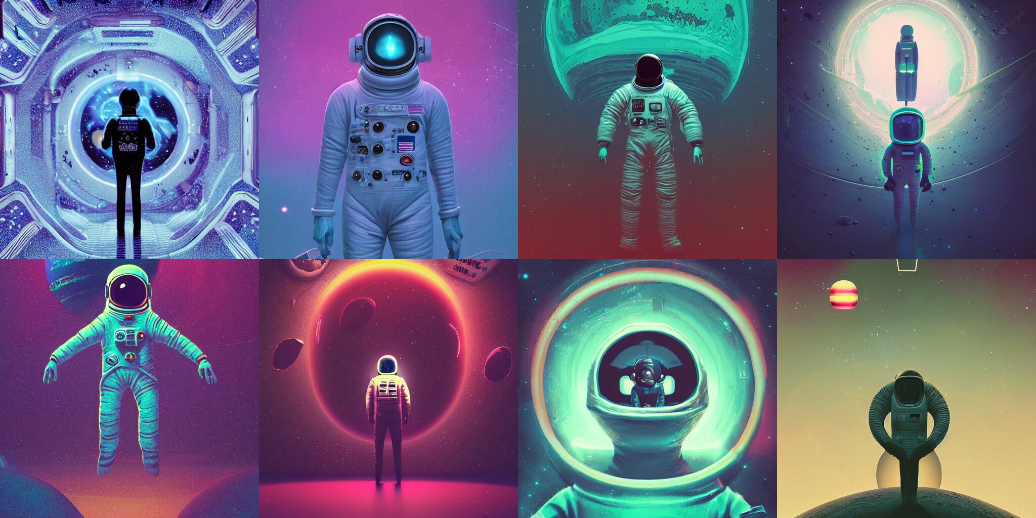 lonely astronaut, horror poster 9 0 s, cosmic horror, abstract, ghostly, arcade, duotone, poltergeist, lets get weird, intricate, elegant, highly detailed, smooth, sharp focus, raytracing, unreal engine 5, art by beeple and mike winkelmann, ultraviolet colors, 