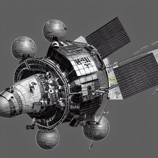 detailed spacecraft in the style of chris bjerre 