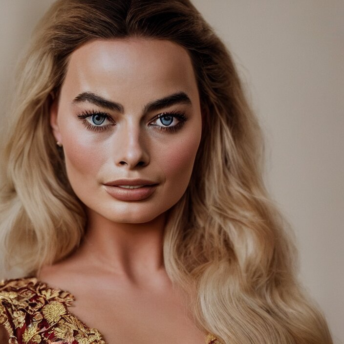 portrait of margot robbie combined with demi rose wearing kebaya, by charlotte grimm, natural light, detailed face, canon eos c 3 0 0, ƒ 1. 8, 3 5 mm, 8 k, medium - format print 