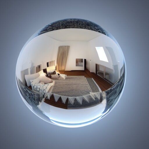 mini house inside crystal ball octane render hyperdetailed, 