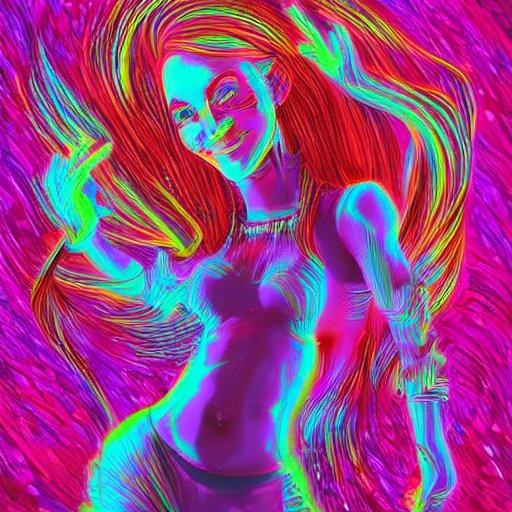 trippy dancing woman, by justin guse and luke brown and justin bonnet, details, instagram digital, artstation 