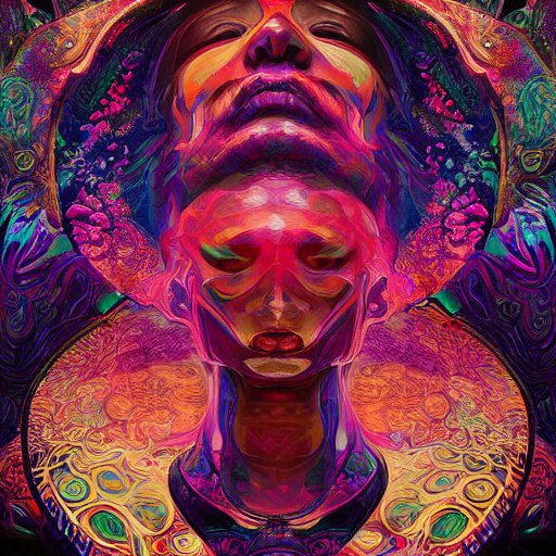 An extremely psychedelic experience, colorful, surreal, dramatic lighting, cosmonaut, LSD, face, detailed, intricate, elegant, highly detailed, digital painting, artstation, concept art, smooth, sharp focus, illustration, art by Sam Spratt, Dan Mumford, Artem Demura and Alphonse Mucha