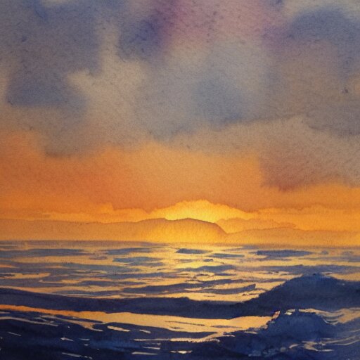 atlantide at sunrise. watercolor. trending on artstation. 