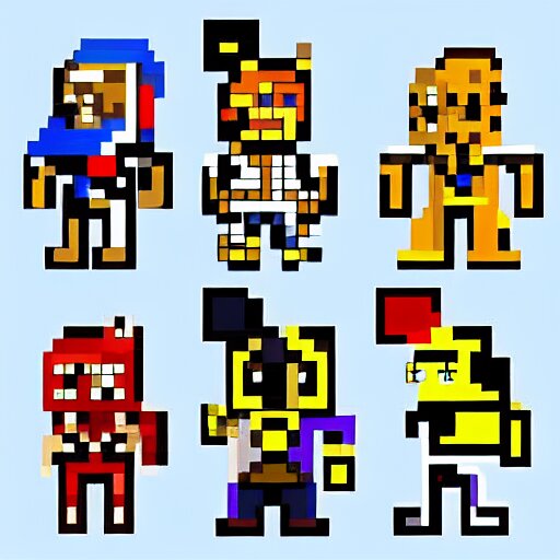 pixel art designs of new undertale characters. ”, Stable Diffusion