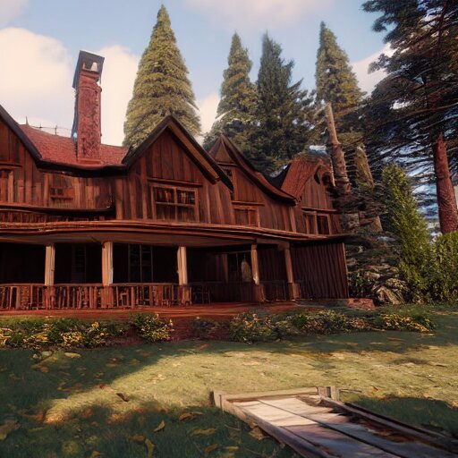 Peaceful wooden mansion, interior, unreal engine 5 tech demo, Asher Duran