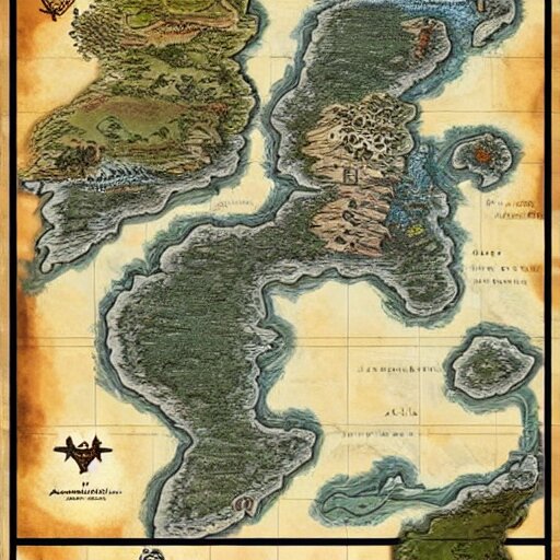 Lexica - Dnd world map, mountains, villages, rivers, oceans, islands