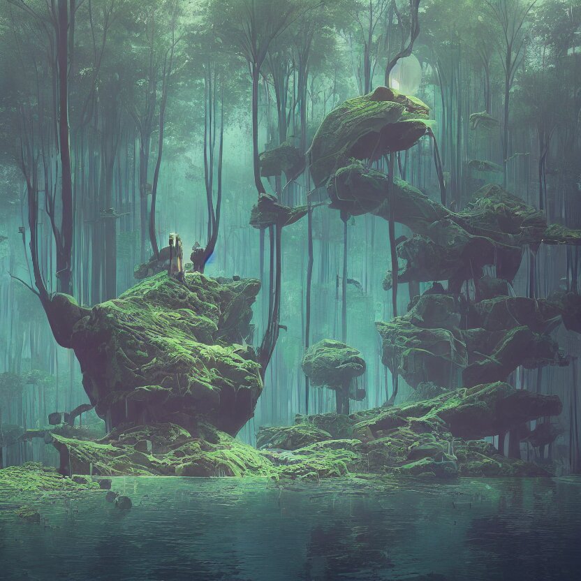 the submerging wisdom in the ecosystem acrylic painting  by Beeple and CGSociety