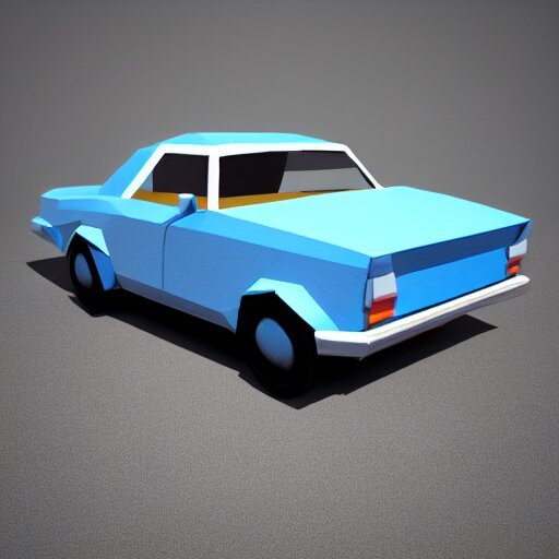 a 3d low poly game object of a retro car