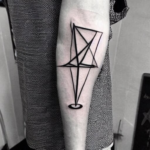 simple inner bicep tattoo of intersecting triangle, Stable Diffusion