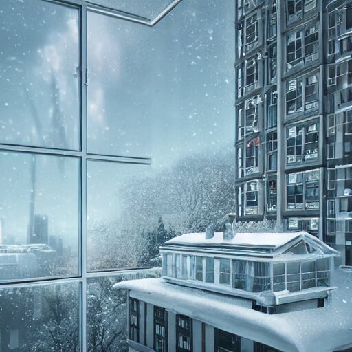 a snow globe with a soviet apartment building in it, a computer rendering by leandro erlich, trending on cgsociety, retrofuturism, tesseract, isometric, physically based rendering 