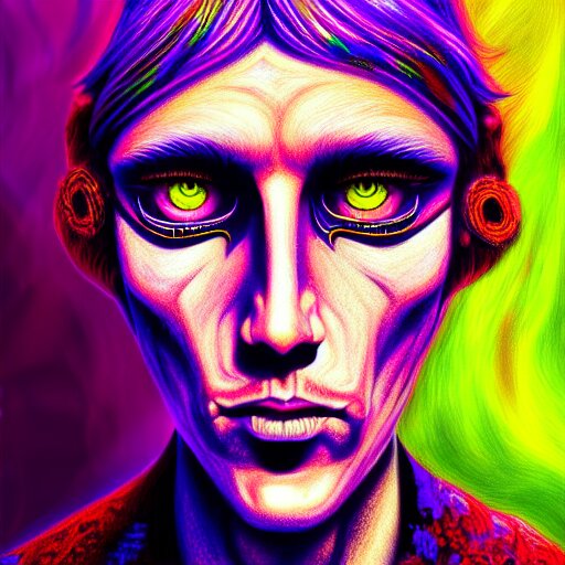 An extremely psychedelic portrait of Rock N Roll, surreal, LSD, face, detailed, intricate, elegant, lithe, highly detailed, digital painting, artstation, concept art, smooth, sharp focus, illustration