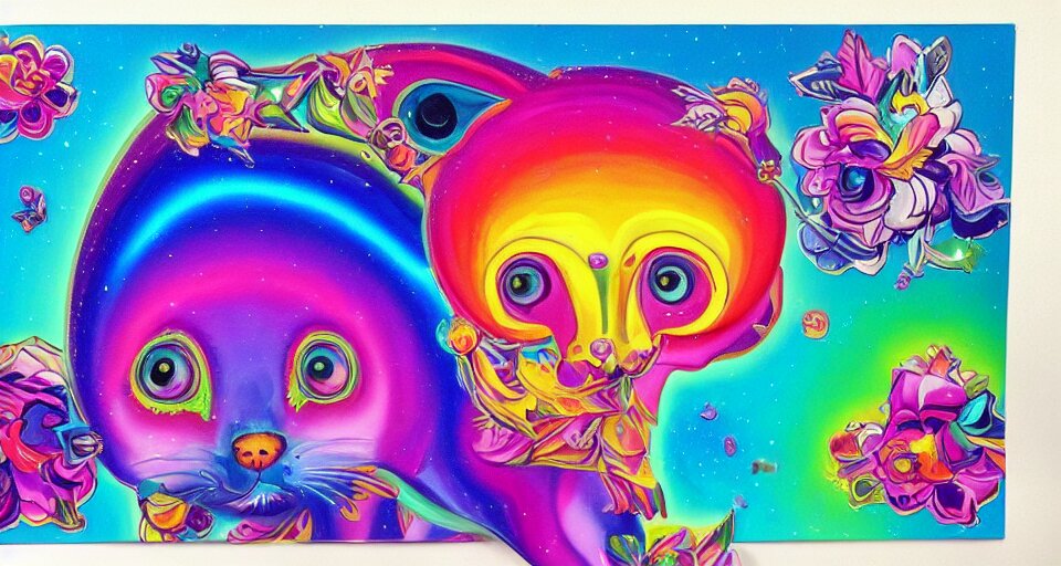 lisa frank painting in the style of bosch 