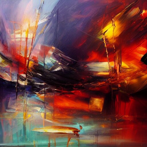 the abstract concept of guilty pleasure in style of concept art oil painting, 