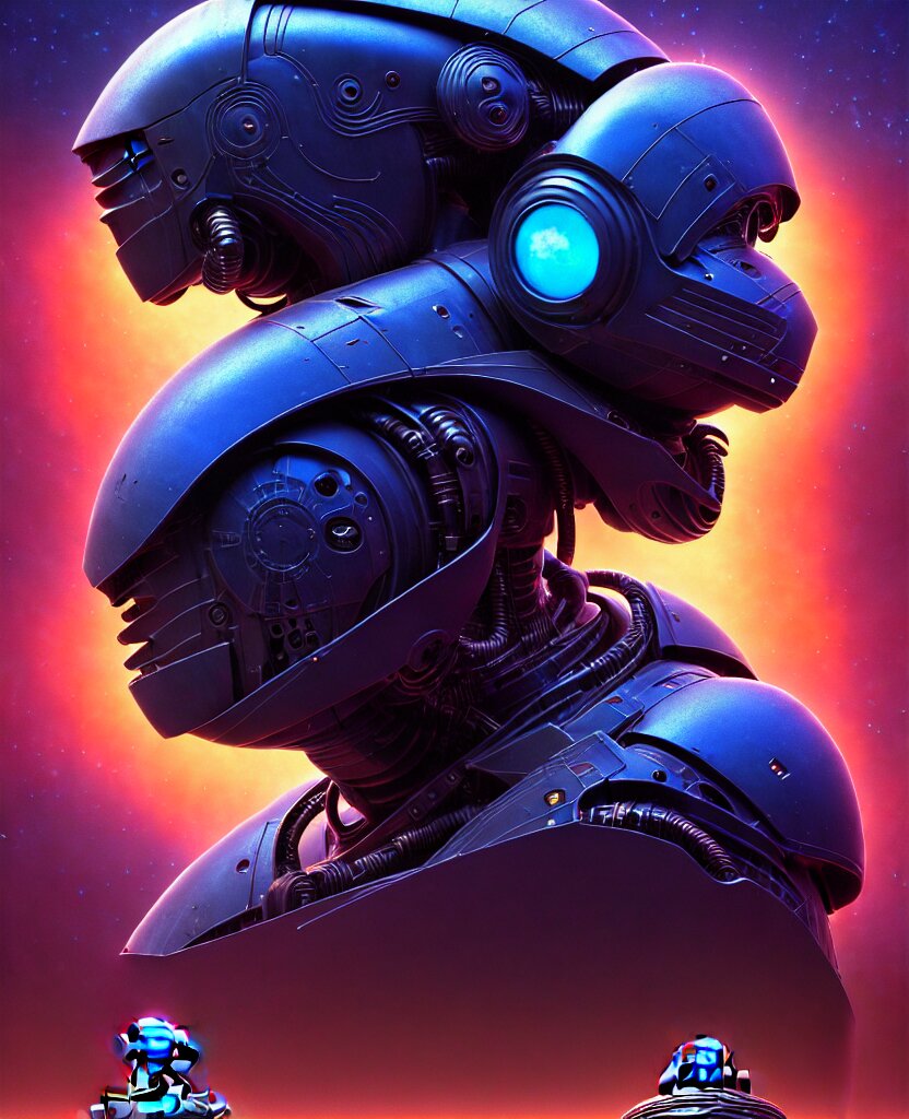 cinematic portrait of one robot, faded colors, exotic alien features, cyber background, tim hildebrandt, wayne barlowe, bruce pennington, donato giancola, larry elmore, masterpiece, trending on artstation, featured on pixiv, zack snyder, cinematic composition, beautiful lighting, sharp, details, hyper - detailed, hd, hdr, 4 k, 8 k 