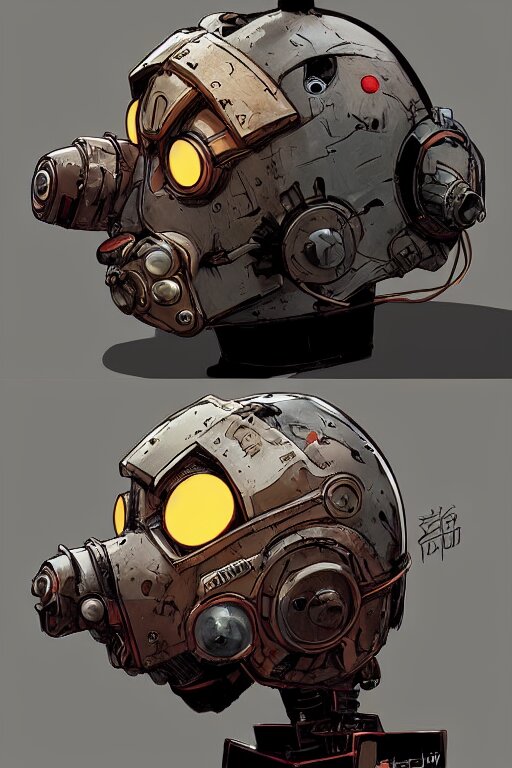 
robot ninja mask helmet bot borderland that looks like it is from Borderlands and by Feng Zhu and Loish and Laurie Greasley, Victo Ngai, Andreas Rocha, John Harris 
