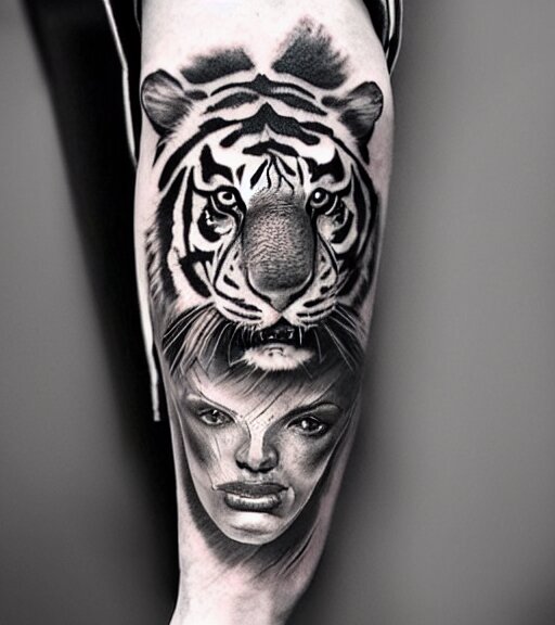 female tiger tattoo