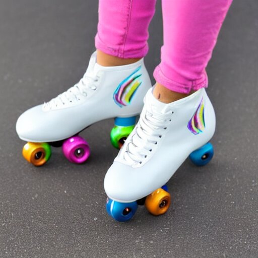 tie - die roller skates on a white background 