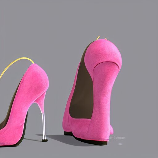 pink suede pumps shoes with slim heels and pointed toes with a happy mickey mouse depicted on it, photorealistic, transluscent, glass, beautiful, architecture, product design, clean, highly detailed, 8 k, ornate detail 