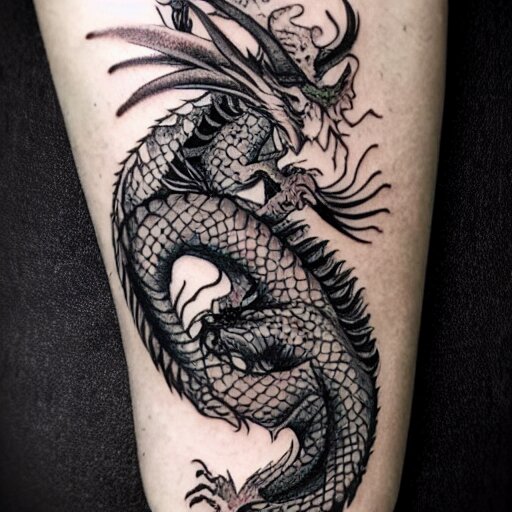 The most beautiful dragon tattoo art ever made on the human body, high detail,