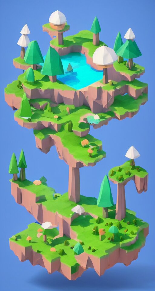 a cute little matte low poly isometric mushroom island, lat lighting, soft shadows, trending on artstation, 3d render, monument valley, fez video game,