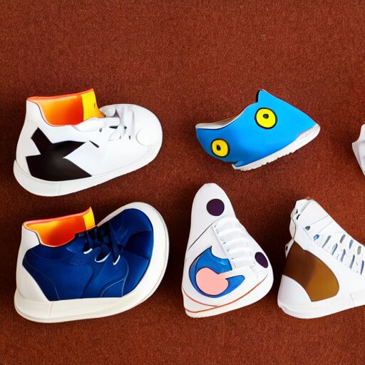 shoes in the style of pokemon, product photo