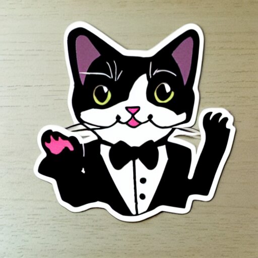 sticker of cute tuxedo cat 