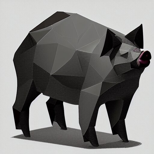 low poly pig, isometric view, blank background 