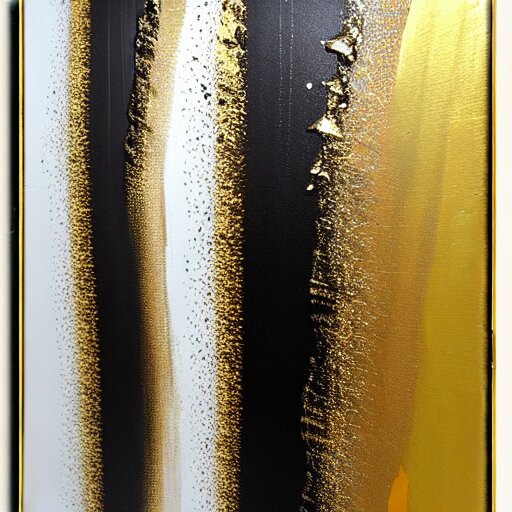 a pour painting on canvas, gold black silver colors, abstract, thick paint, glossy, resin coated 