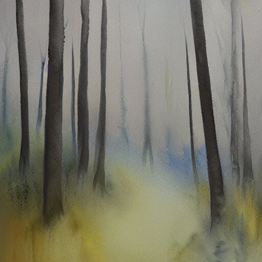 watercolor foggy forrest