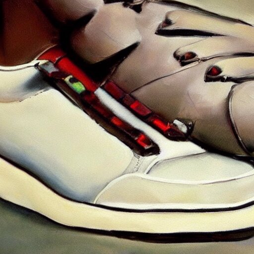 ultra realistic painting of sneakers, art by frank frazetta, 4 k, ultra realistic, highly detailed, epic lighting 