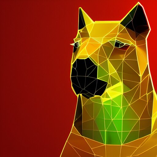 a colorful glowing low poly logo of a capybara 