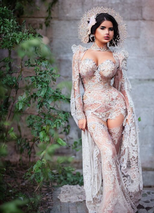 portrait of demi rose wearing kebaya in java, by charlotte grimm, natural light, detailed face, beautiful features, symmetrical, canon eos c 3 0 0, ƒ 1. 8, 3 5 mm, 8 k, medium - format print, half body shot 