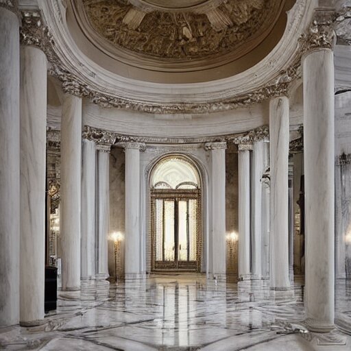 a marble room carved from the marble flesh of god, beautiful in its smoothness and expansiveness, architectural photograph 