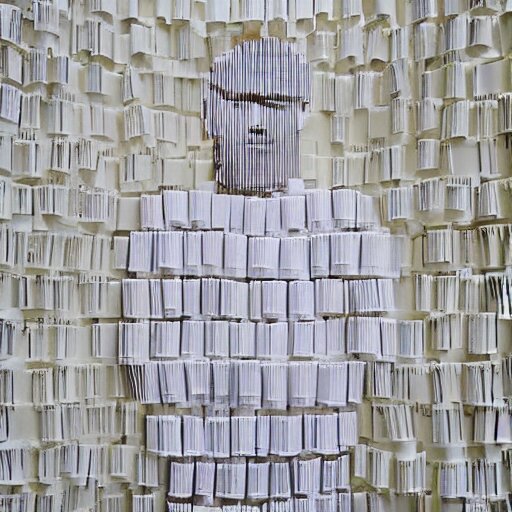 a photograph of a man made entirely of paper 