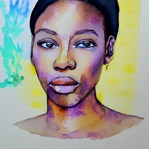 watercolor art on paper, aquarius girl portrait, highly detailed, artstation, masterpiece, award - winning 