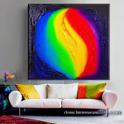 a pour painting on canvas, rainbow colors, abstract, thick paint, chunky paint, glossy, resin coated 