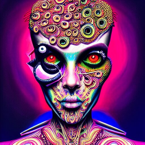 An extremely psychedelic portrait of punk rock, surreal, LSD, face, detailed, intricate, elegant, lithe, highly detailed, digital painting, artstation, concept art, smooth, sharp focus, illustration