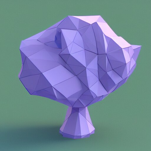 a 3d low poly object of just a small green tree on the blue background