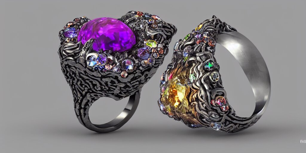 magic crystal ring, fire, stone, crystal, engravings, diamonds, colorful, art by gerald brom, greg rutkowski, photo realism, unreal engine, c 4 d 