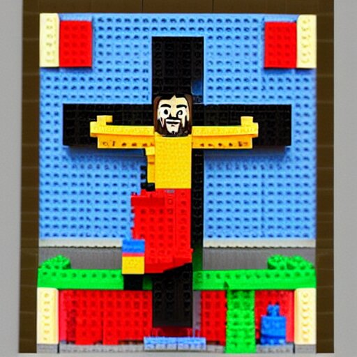 jesus on cross made of lego 