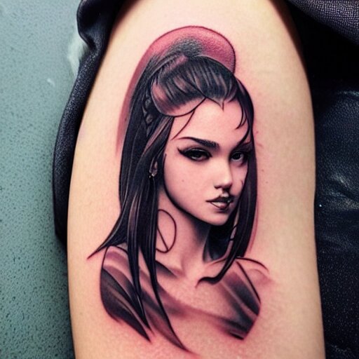 tattoo design, stencil beautiful portrait of a girl by artgerm, artgerm