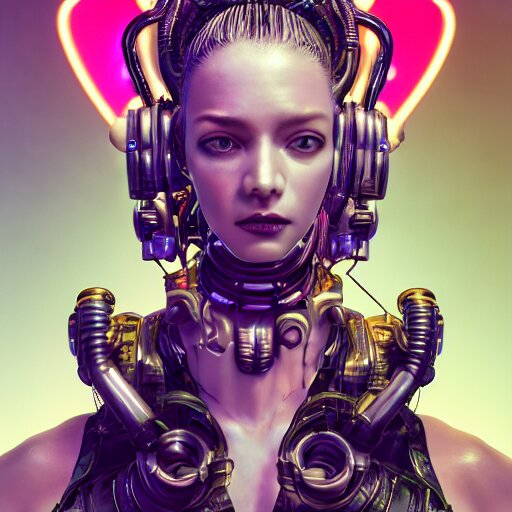 the portrait of an absurdly beautiful, graceful, sophisticated, fashionable cyberpunk gynoid gravure idol, an ultrafine hyperdetailed illustration by kim jung gi, irakli nadar, intricate linework, neon colors, porcelain skin, unreal engine 5 highly rendered, global illumination, radiant light, detailed and intricate environment 