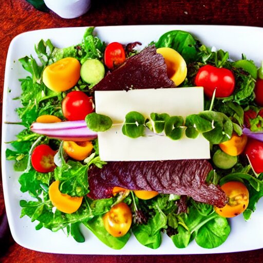 a plate of food made of salad and alien, award winning photographer, food photography 