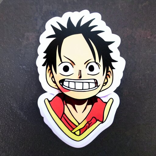 die cut sticker, luffy is joyboy, splatter paint on paper 