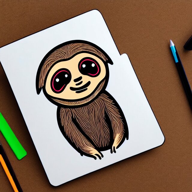 svg sticker art of a sloth 
