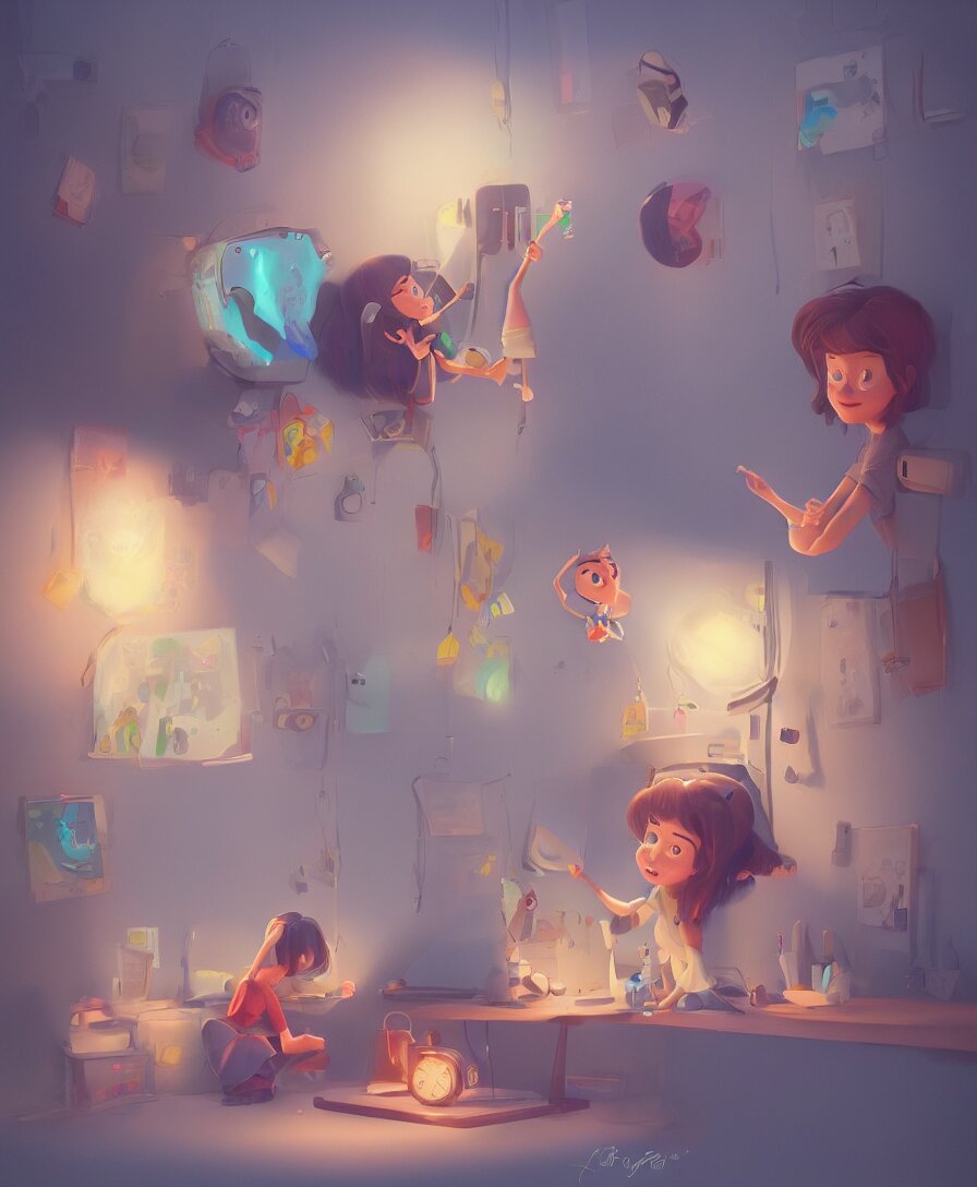 first love, pixar style, 2 d illustration, concept art, behance, artstation, 4 k, 8 k 