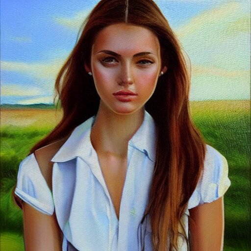 hyperrealism oil painting of ukrainian model in vyshyvanka shirt 