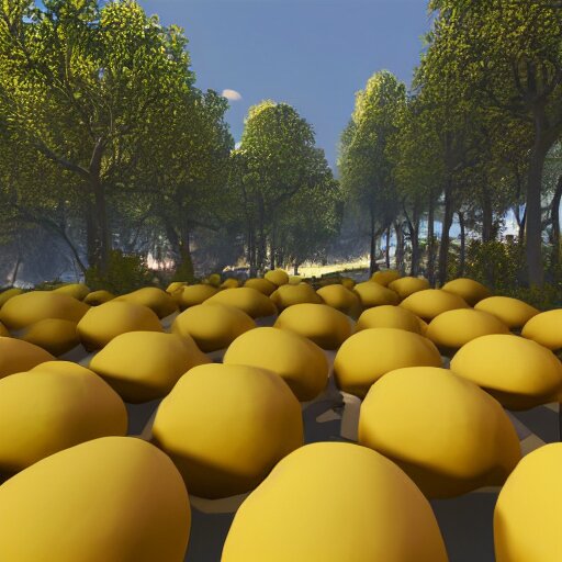 a render of a low polygon lemon, unreal engine 