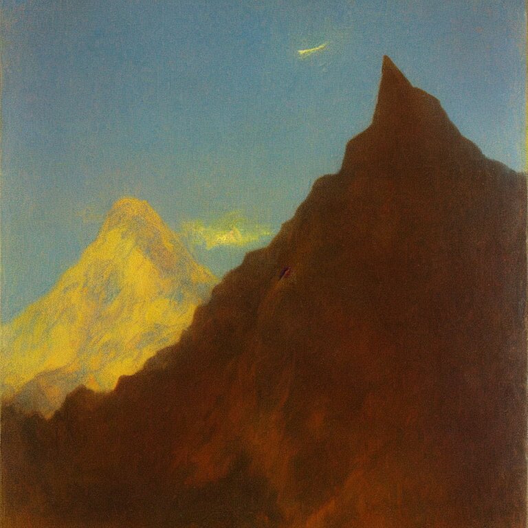 Lexica Zarathustra look up at the magic mountain, before dawn, oil